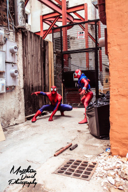 whiskeydicked:  matthewdavidphotos:  Photo Shoot : Spider Bros So I did a cosplay shoot yesterday with Billy and our friend Zack.  Did a little modern spin on Spidey and His Clone. We had a good time with the shoot and the crowd Downtown enjoyed the