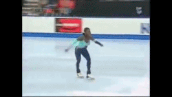 itslaroneppl:  femrox:  thepoeticrebel:  simchiller:  they outlawed this move just because she was the only woman who could do it.  Surya Bonaly was infamous for (among other things) doing aone blade backflip in the 1998 Olympics, and is the ONLY figure