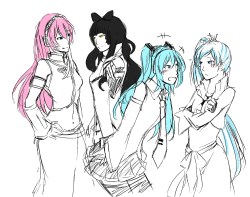 cosmokyrin:  I missed those days when I drew only Miku x Luka, and I was so fucking loyal to them, then the Monochrome ship entered the horizon and Well, why not I don’t know what they’re talkin’ ‘bout in here hahhahahaha I’ve wanted to doodle