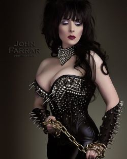 lucifera-fetishmodel:  #Leather and #Spikes #Elvira #HeavyMetal 