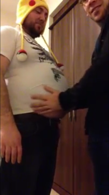 fatguyworld:  Gutgrow is getting HUGE. Here he is letting Explorer rub his gut. Explorer is getting chunky to. Keep it up fatboys. 