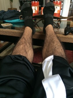 rodbatman:  mascfootstuds:  dropalexdead:  suckthisdick:  HAIRY LEGS!!!  There is nothing I love more than some hairy legs, like YES GODDAMMIT YES.   Black ankle socks + hairy legs + basketball shorts = my kinda dude. This just does it for me.  Mmmmmmmm