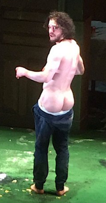 mynewplaidpants:  Kit Harington mooning the audience on stage – MORE HERE!!!! 