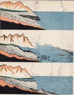 nemfrog:“How a tectronic earthquake may alter a coastline.” Children’s science book. 1947. 