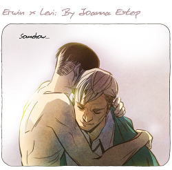 joannaestep:  Erwin x Levi [ x ] Whoops, I just wanted to draw Levi’s miserable love-face.