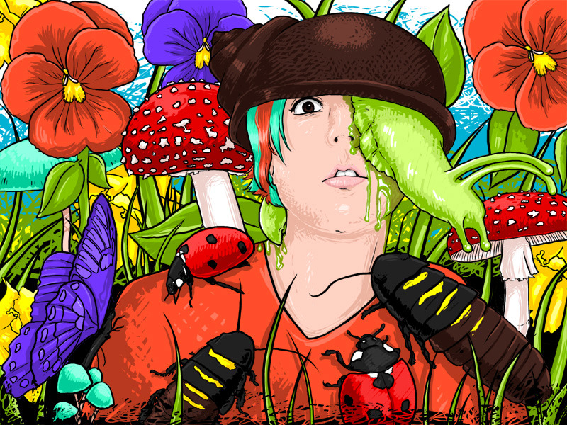 Self-Portrait with Bugs. More art here.