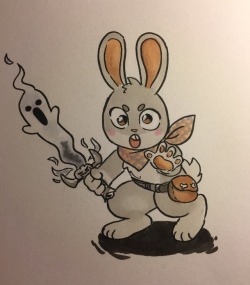 day 6 sword my friend @somfunartdesign is making a cute game about a bunny! he asked me what i would make a ghost sword look like and as a joke i made it look like that. i thought it was so cute tho that id do it for my inktober!