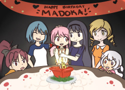 homura-chu:  not now kyubey… Happy Birthday Madoka! c: 