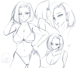 speedyssketchbook:Did some Android 18 doodles last night. &lt; |D’‘‘‘