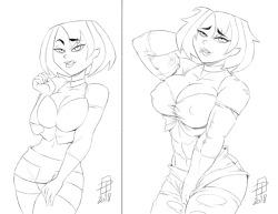 pinupsushi: callmepo:  Sketch commission of a Gwen transformation sequence for AmateurUnleaded. Her final form will be posted on pinupsushi because of a wardrobe malfunction. ^_^  Gwen’s final form!  yummy ;9
