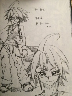 pendulum-summon:  Extras from Volume 1 of the Arc V manga: early concept art of Yuya, Yuto, Reiji, and Yuzu 