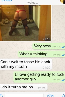 ukcuck:  Getting ready for her fuck buddy tonight winding me up  Hot wife from across the pond. Cheerio!