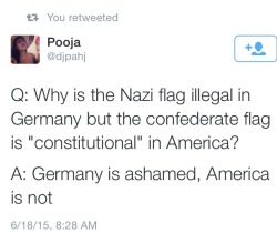 castiel-knight-of-hell:  lucidpoppunk:  One more time for the people in the back  Nazi-sympathizers in Germany have adopted the confederate flag since it’s illegal for them to wave a nazi flag (x)