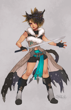 amberharrisart:A lovely Miqo’te for @hello-angelic-howl ! Thanks so much!
