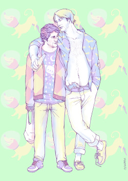 camilleflyingrotten:  I don’t know much about the Spacedogs AUBut… They’re so cute.some pastel Adam and Nigel &lt;3