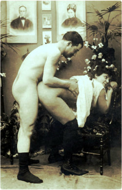 From her pleased expression, to his socks, to the potted palms and sample photographs looking down judgmentally from the back wall, everything about this picture is just&hellip;A  Victorian Porn. 