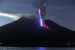 realsoon:  nubbsgalore:  photos of sakurajima, the most active volcano in japan, by (click pic) takehito miyatake (previously featured) and martin rietze. volcanic storms can rival the intensity of massive supercell thunderstorms, but the source of