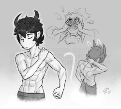 artofnighthead:   Muscle practice with my good boy  ’ w’   Support me on Patreon!   