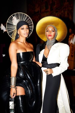 celebsofcolor:Solange Knowles and Janelle Monae attend the Heavenly Bodies: Fashion &amp; The Catholic Imagination Costume Institute Gala at The Metropolitan Museum of Art on May 7, 2018 in New York City.