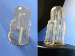 paintdeath:The rape-axe is a latex sheath embedded with shafts of sharp, inward-facing barbs. It was designed to be worn by a woman in her vagina like a female condom. If an attacker was to attempt vaginal rape, his penis would enter the latex sheath