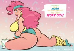 Pinkie Pie - Ice Cream Workout - Cartoon PinUp Sketch Commission  Synthwave   ice cream =  the best work out motivation :PCommission for @basic-account of Pinkie Pie for this #PhatassPhriday. You can see Summer Pinkie in this pinup and burlesque in