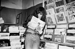 vaticanrust:Joey Ramone record shopping at Free Being Records in New York City.  Photo Danny Fields.