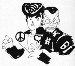 jewelots: anikoku:  Josuke and Okuyasu- Araki Sketches Compilation   im still laughing at that last one literally months later help call an ambulance im dying whos legs are whose 