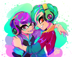 king-hime:   Splatoon commission for @SloshingSquidkd! Y'all already know I love splatoon with all my heart, I was thinking of even offering discounts for Splatoon themed cms because I lose it so much. Anywho, have some colorful boys!    🔸 Support