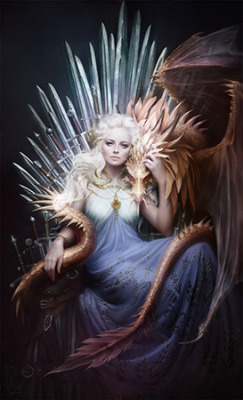 gameofthrones-fanart:  Daenerys on the Iron Throne: Magnificent Digital Painting by Melanie Delon   Note: This digital artwork is the cover of the May 2014 issue of Imagine FX Magazine 