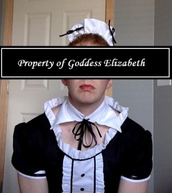 goddess-elizabeth:  goddess-elizabeths-sissy:  Modeling my new sissy maid outfit for Goddess Elizabeth.  Now it’s time to do her laundry.  What a lucky little boy I am. Follow Goddess Elizabeth’s personal blog http://goddess-elizabeth.tumblr.com/