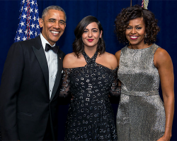 celebritiesofcolor:  Michelle Obama and Barack Obama pose with Lauren Cohan, Norman Reedus, and Alanna Masterson at the White House Correspondents Dinner