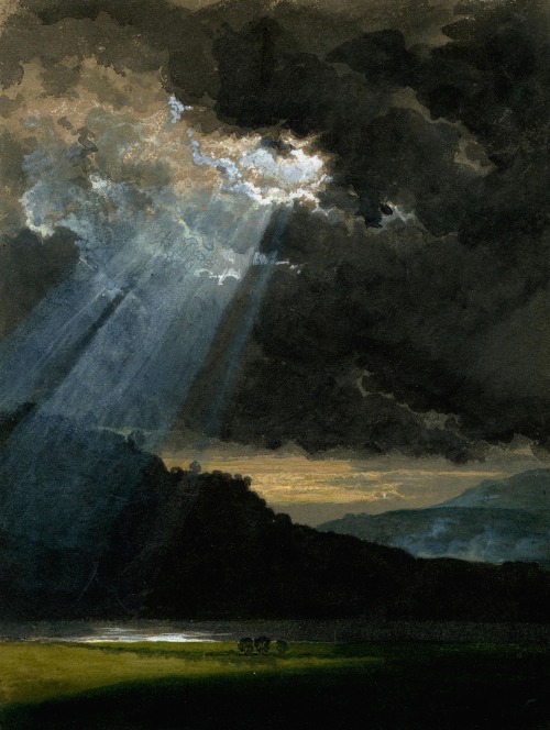 aqua-regia009:  Stormy landscape by Penry Williams (1855-1885)