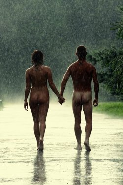 Great to walk together naked in the rain ☔