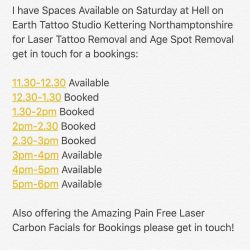 Spaces this Saturday for Laser Tattoo removal get in touch for bookings #tattooremoval #kettering #northamptonshire #lasertattooremoval by charleyatwell