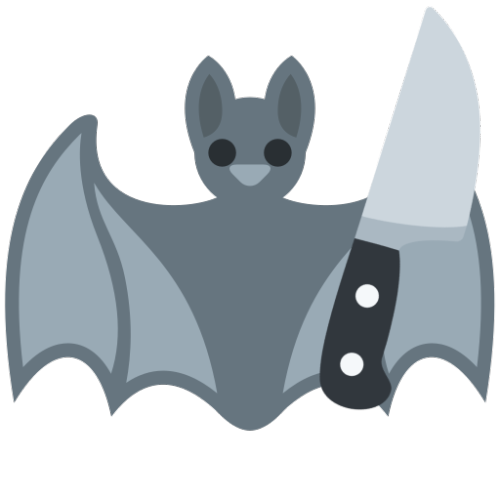 emoji-shitposts:Knife taped to a bat emojis for anon!At first I thought you meant the animal so now there’s a bonus weaponized mammal![ID] A bat (animal) holding a knife and a bat (baseball) with a knife taped to it. Both are in the twitter emoji style. 