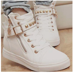 shez-a-bitch:  Beautiful White Highly Comfortable Campus Style Lace-Up Pattern Canvas Shoes