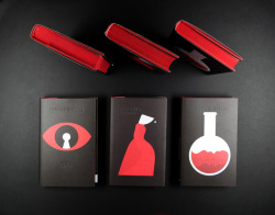 vintagebooksdesign:  Dystopian Trilogy George Orwell’s 1984 and Aldous Huxley’s Brave New World join Margaret Atwood’s The Handmaid’s Tale to complete our dystopian trilogy of books featuring the designs of Noma Bar.  All three books are out now.