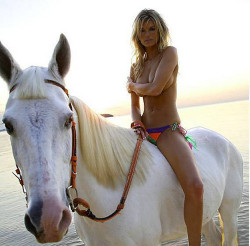 no-bra-celebrities:  Nude goddess Marisa Miller riding horse - Sports Illustrated