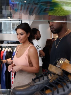 kimkanyekimye:  Kim and Kanye shopping today in Paris 5/19/14