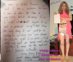 sissysquirts:  Vickie Roberts has submitted her sissy confession for the whole world to see! http://www.sissysquirts.com/2016/06/vickie-roberts.html
