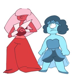vermilionvermeer:  Sapphire as a ruby and Ruby as a sapphire. Idk, are color scheme/gem-swaps a thing? 