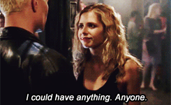raavynndigital:  onegirlinalltheworld:        I get this chip out, you and me are gonna have a confrontation.         This gif makes me want Buffy SO BAD.