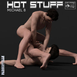 HOT  STUFF is composed of 12 poses for M8, being intimate with M8. Files for  DAZ Studio 4.10 and up are included in this set. Apply INJ pose files  directly to Michael 8 and the genitals, then apply poses. Keep Limits ON  when prompted.           