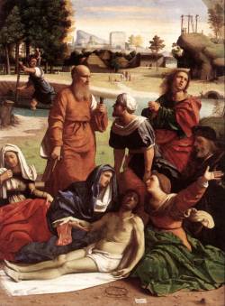 artmastered:  Ortolano, Mourning the Dead Christ, c.1522 
