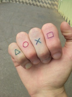 ohh-fuck-theres-clowns:  fuckyeahtattoos:  playstation tattoo  My friend has this too 