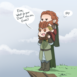 homeiswheretheheartsare:  Legolas: Don’t make me toss you off this cliff.Gimli: This ‘cliff’ is two feet high.Legolas: That’s still really far for a Dwarf. 