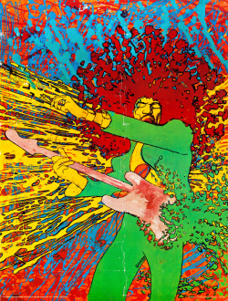 psychedelic-sixties:   Jimi Hendrix Explosion (1968) Art By Martin Sharp 