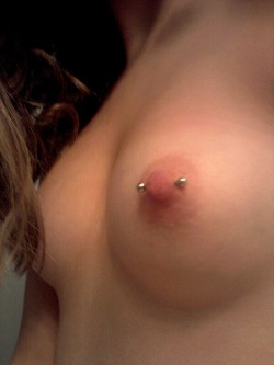 cutegirlswithpiercednipples:   My piercings are 3 months old today. I might have to get the bar switched for a shorter one soon, but overall I love them.  Submission from exit-sera-phim. Thanks! Submit your own pierced nipples here.