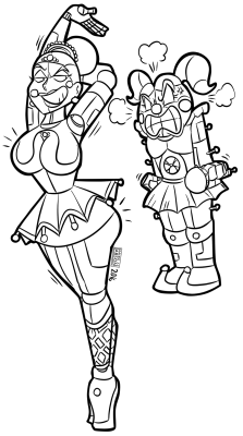 This was commissioned by someone on deviantART called Oddmmachine,  and he wanted me to draw Ballora taunting Circus Baby for not having her body type.