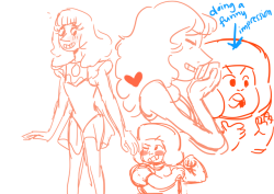 afflatusssss:A SERVANT PEARL AND A RUBY GUARD!!!! FORMING RHODONITE!!! BECAUSE THEIR LOVE IS STRONG!!!! and ruby has a great (albeit rough and soldier-y) sense of humor 